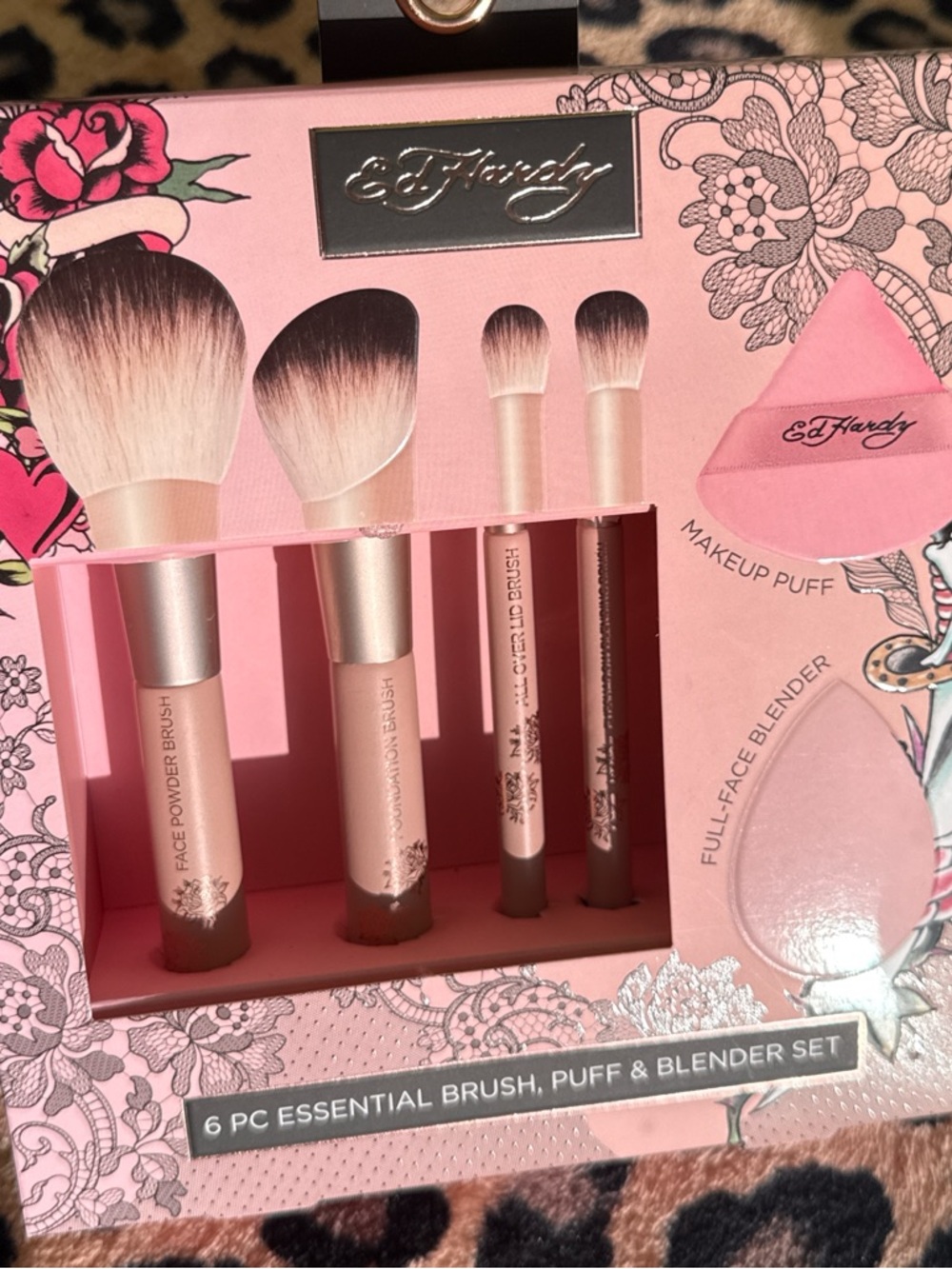 Ed Hardy Makeup Brush, Puff & Sponge Set